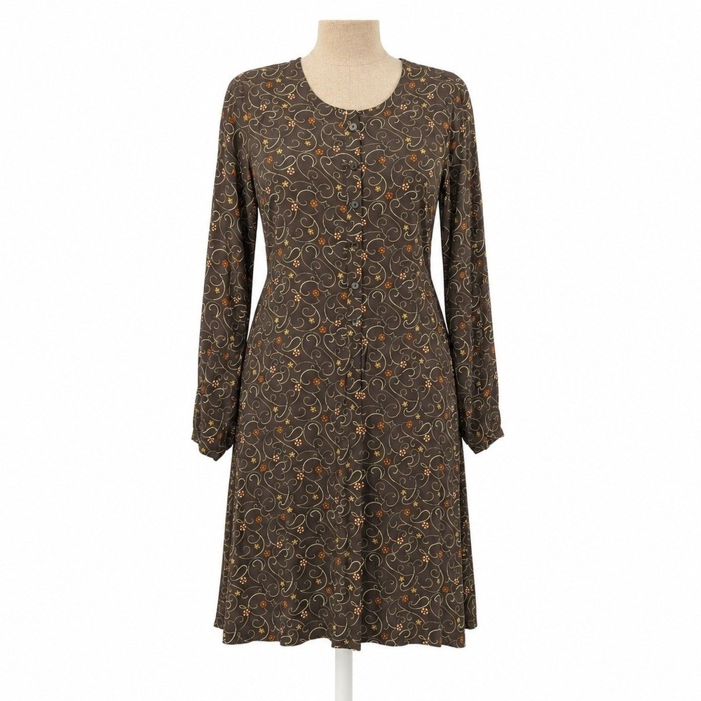 Vintage GAP Floral Button Shirt Dress Size M Brown Cottagecore Fall Boho Indie